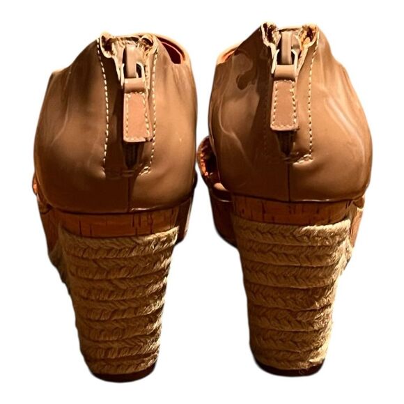 Cole Haan NWT Tan Peep-Toe Wedges size 6.5 - Picture 3 of 7